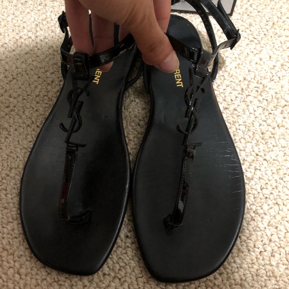 Authentic YSL black patent sandals
